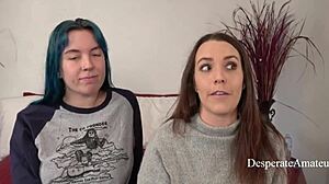 Desperate Amateurs Olivia and Alisha Bend for Big Cock Pussy Stretching