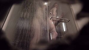 our amateur shower fuck starts with horny handjob babe