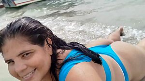 colombian latina bbw's huge chubby ass shakes big on beach homemade pov