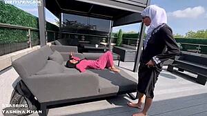 Two horny muslim babes rip clothes off innocent white neighbor girl's tight wet pussy