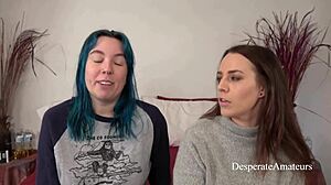 Desperate Amateurs Olivia and Alisha Bend for Big Cock Pussy Stretching