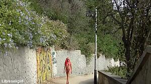 wanna see this tall skinny spanish slut flash her shaved pussy on barcelona streets?