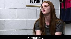 Nerdy Ginger Jane Rogers Fucks Her Way Out of Trouble with Tight Pussy!