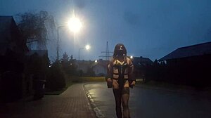 Transsexual endures outdoor public body BDSM exposure