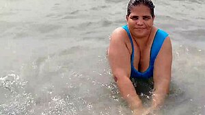 colombian latina bbw's huge chubby ass shakes big on beach homemade pov