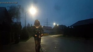 Transsexual endures outdoor public body BDSM exposure