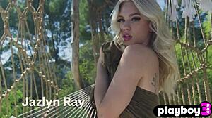 jazlyn ray shows off her huge natural tits posing naked like playboy star