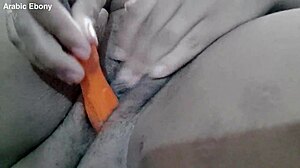 Arab Ebony Masturbates with Mechanic Tools