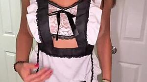 Egyptian maid Amira Ali strips teases oils up and fucks hard for cash