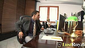 Blonde Secretary Glasses Nylons Seduces Boss for Doggystyle Anal Cowgirl