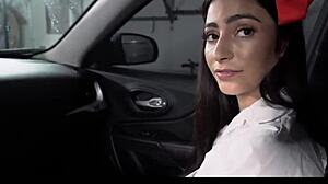 i'm her hot latina stepdad... punishing teen stepdaughter jasmine vega's tight pussy in backseat after shoplifting panties.