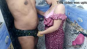 Desi bhabhi handjob makes husband cum hard on sexy blue panties!!