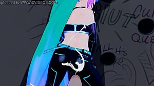 Mantis Miku Sucks Monster Cock Through Glory Hole in Hentai