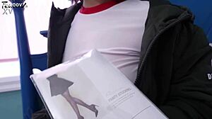 Korean Busty Girlfriend Roleplays Seductively in Black Stockings