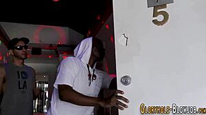 gloryhole babe sucks monster black cock hard