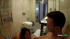 Naughty goddess sexydea showers off her fat ass after big cock doggystyle bathroom pounding