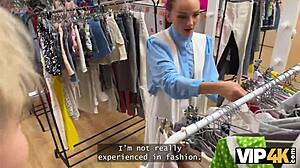 russian teen's shaved pussy stretched by vibrator then hardcore anal in changing room