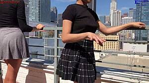 Erotique promo: two amateurs footjob big dick barefoot patio threesome