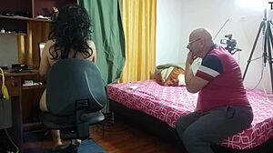 secretary's shaved pussy licked before boss's monster cock creampies her office desk