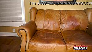 busty blonde darrhani deepthroats throbbing cock doggystyle while rubbing shaved pussy and tits