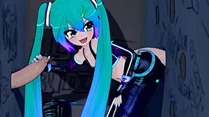 Mantis Miku Sucks Monster Cock Through Glory Hole in Hentai