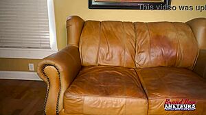 busty blonde darrhani deepthroats throbbing cock doggystyle while rubbing shaved pussy and tits