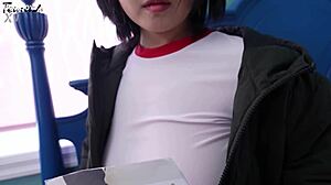 Korean Busty Girlfriend Roleplays Seductively in Black Stockings