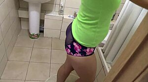 i piss my hairy pussy on big beach ball in shower