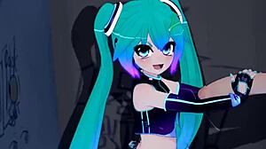 Mantis Miku Sucks Monster Cock Through Glory Hole in Hentai