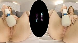 VRAllure Fiery Redhead MILF Shaved Pussy Dildo Vibrator Big Tits Masturbation