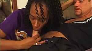 Ebony Cheerleader Bent Over Doggystyle for Daddy's Interracial Cum in Skirt!