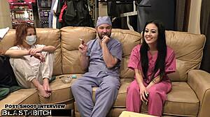 Nurse blaire celeste gags deepthroat huge cum blast pov