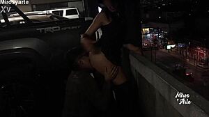 Miroslava's Horny Pussy Dripping as Stranger Licks in Parking Lot
