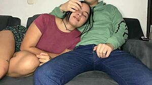 roommate unloads cumshot in mouth then creampie fills my shaved pussy deep