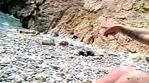 horny tattooed babe picks up stranger at beach for public slit pounding