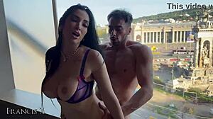 Hey, fucked her by hotel window 😩 she moans slutty as crowd watches!