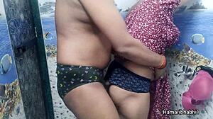 Desi bhabhi handjob makes husband cum hard on sexy blue panties!!