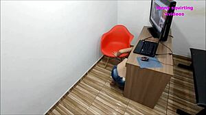 Cleaning lady secretly sucks doctor's cock during consult