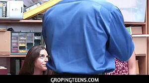 lp officer catches groping teen arie faye dipping ebony pussy on his lap