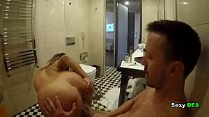 Naughty goddess sexydea showers off her fat ass after big cock doggystyle bathroom pounding