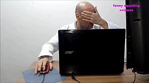 Cleaning lady secretly sucks doctor's cock during consult