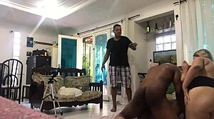 What happens when two latina milfs join one lucky guy for steamy interracial threesome?