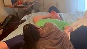 Homemade ebony neighbor fucks missionary in bedroom closeup