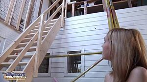 young blonde teen fucks grandpa hard then sucks swallows his hot cum facial!