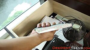 innocent teen bound in cuffs takes monster cock doggystyle