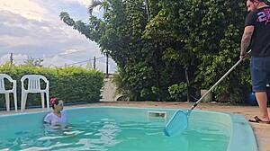 Latina Milf Housewife Flashes Pierced Pussy and Fucks Husband's Friends in Kitchen