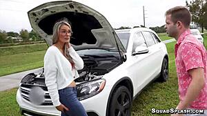 nicky rebel grips mandy rhea's big tits while pounding her shaved milf pussy doggystyle