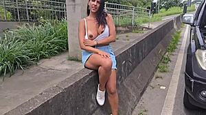 what if mature latina milf flashes her slutty ass on highway waiting for tow truck?