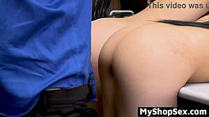 lp officer catches shoplifters strips them punishes with rough bent over cowgirl doggystyle riding in office garage