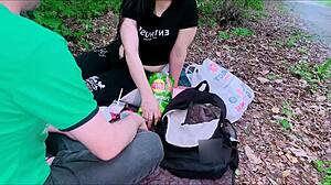 Pervert Stranger Fucks Camping Latina Outdoors!